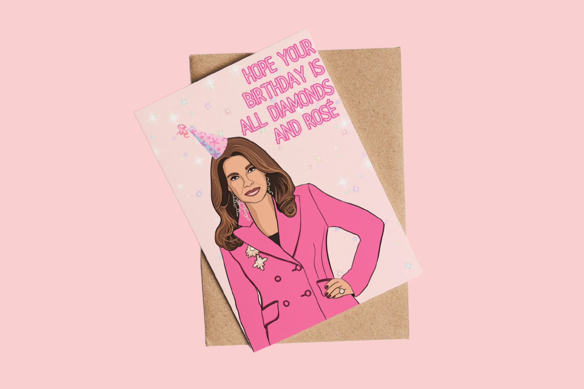 Lisa Vanderpump Diamonds and Rose Birthday Card | VPR RHOBH| Bravo-inspired Blank Greetings Card