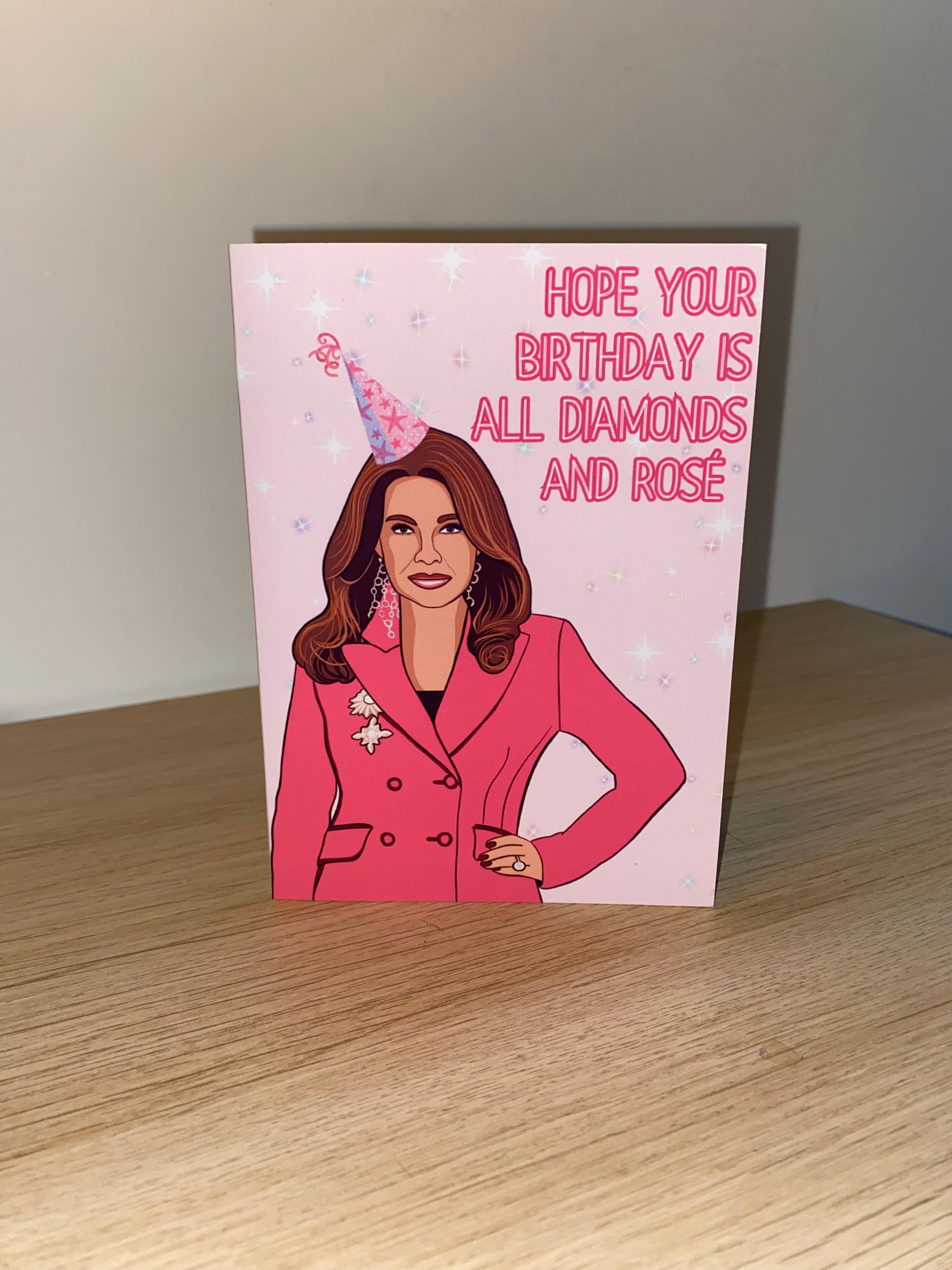 Lisa Vanderpump Diamonds and Rose Birthday Card | VPR RHOBH| Bravo-inspired Blank Greetings Card